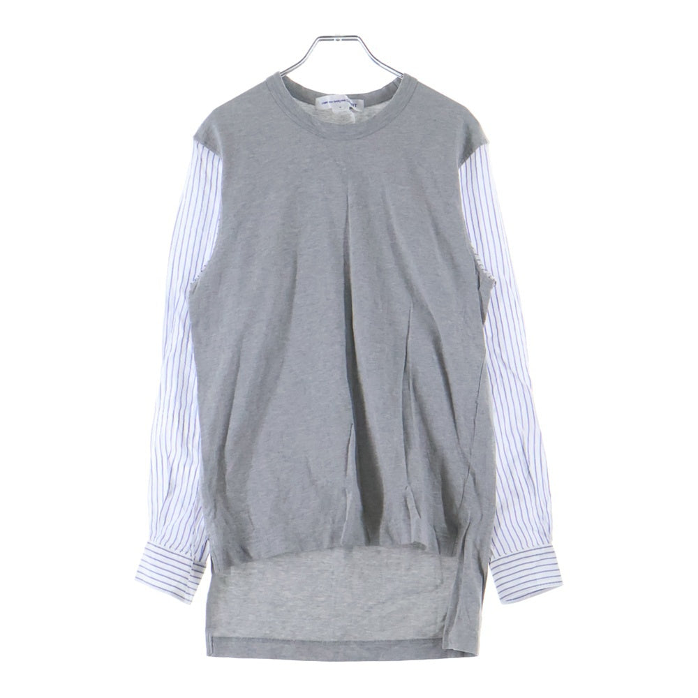 COMME des GARCONS SHIRT(コムデギャルソンシャツ) 異素材 袖切替 コットン アクリル ドッキング長袖シャツ グレー/ホワイト S27055