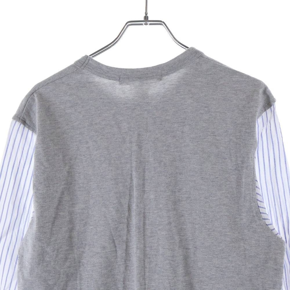 COMME des GARCONS SHIRT(コムデギャルソンシャツ) 異素材 袖切替 コットン アクリル ドッキング長袖シャツ グレー/ホワイト S27055