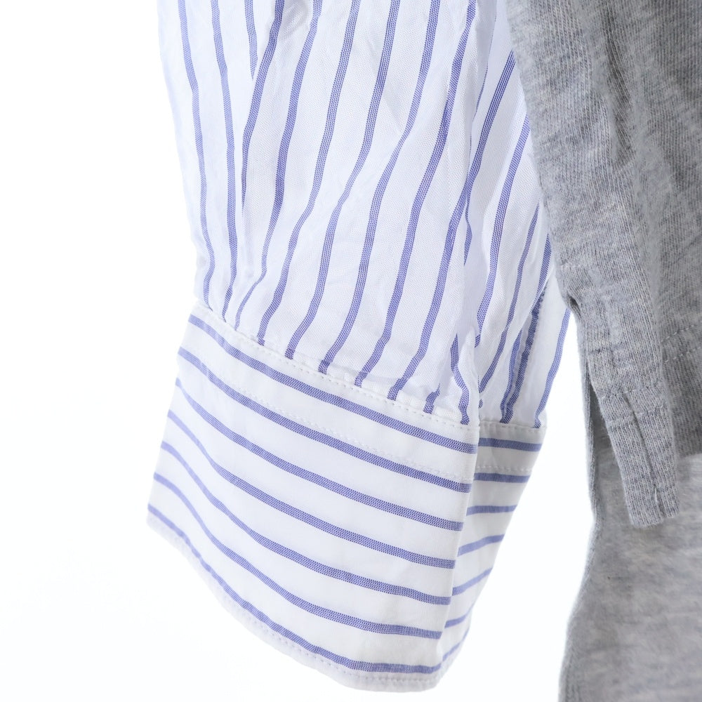 COMME des GARCONS SHIRT(コムデギャルソンシャツ) 異素材 袖切替 コットン アクリル ドッキング長袖シャツ グレー/ホワイト S27055
