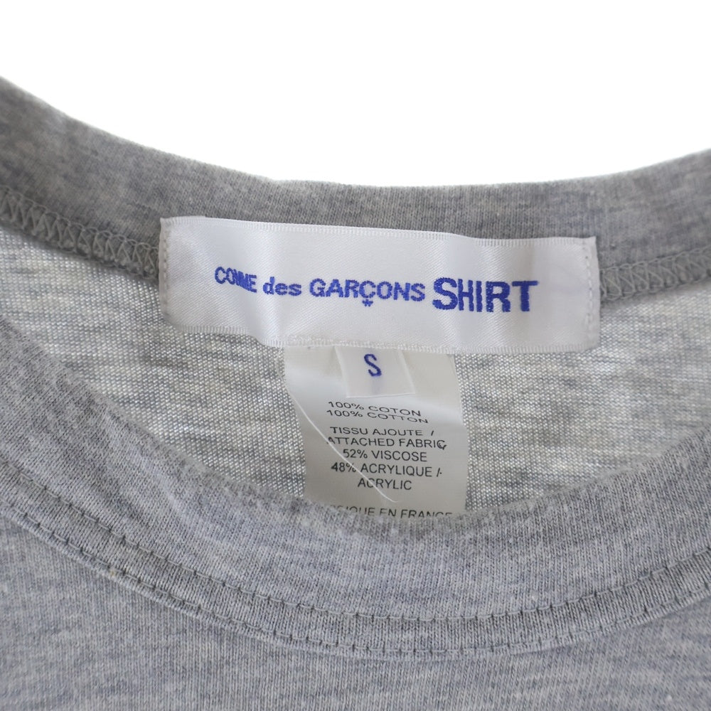 COMME des GARCONS SHIRT(コムデギャルソンシャツ) 異素材 袖切替 コットン アクリル ドッキング長袖シャツ グレー/ホワイト S27055