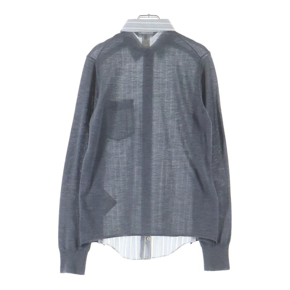 COMME des GARCONS SHIRT(コムデギャルソンシャツ) 異素材 コットン ウール ドッキング長袖シャツ ホワイト/グレー S25641
