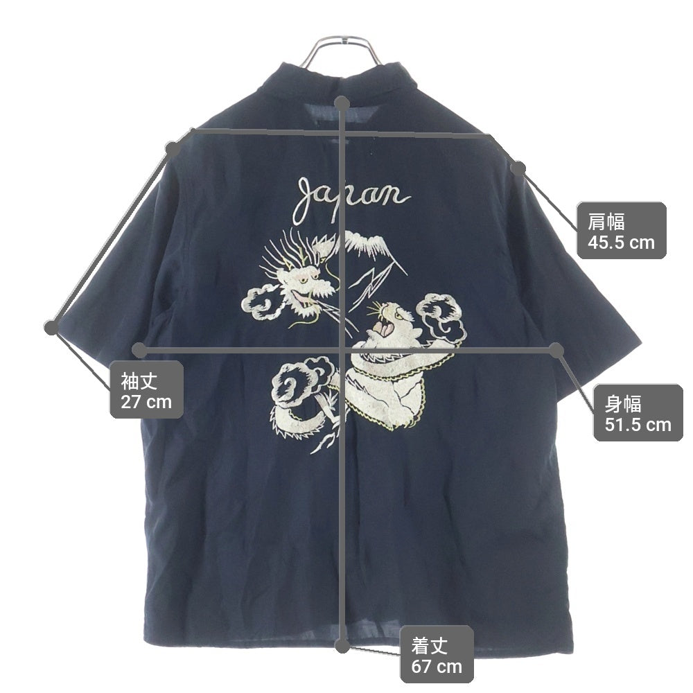 REMI RELIEF(レミ レリーフ) 25SS レーヨンフィブリルツイル 龍虎刺繍 半袖シャツ ブラック
