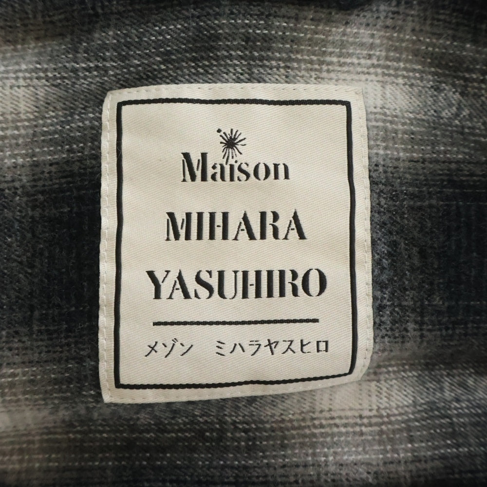MAISON MIHARAYASUHIRO(メゾンミハラヤスヒロ) 24AW SWEAT HOODIE L/S SHIRTS スウェット フーディー チェックシャツ ブラック/ホワイト J13SH182