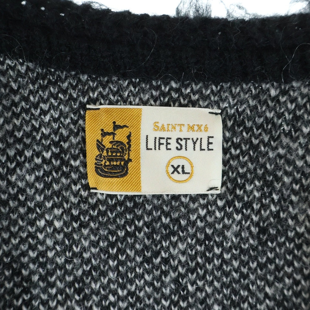 SAINT MICHAEL(セントマイケル) 24AW × DENIM TEARS DT MH CARDIGAN デニムティアーズ モヘア カーディガン ブラック SM-YS1-0000-C50