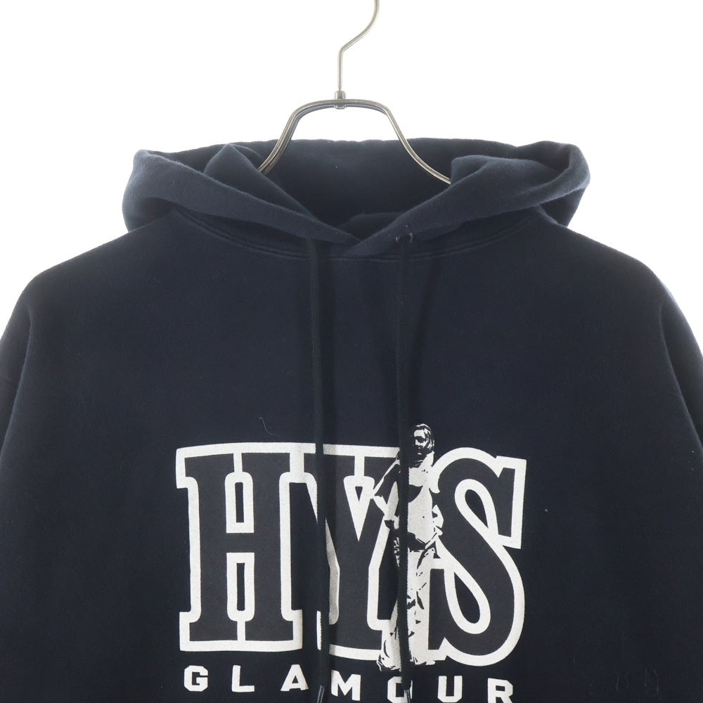 HYSTERIC GLAMOUR(ヒステリックグラマー) 25AW HYS UNIVERSITY フロントロゴ プルオーバーパーカー 裏起毛 コットン ブラック 02253CF05