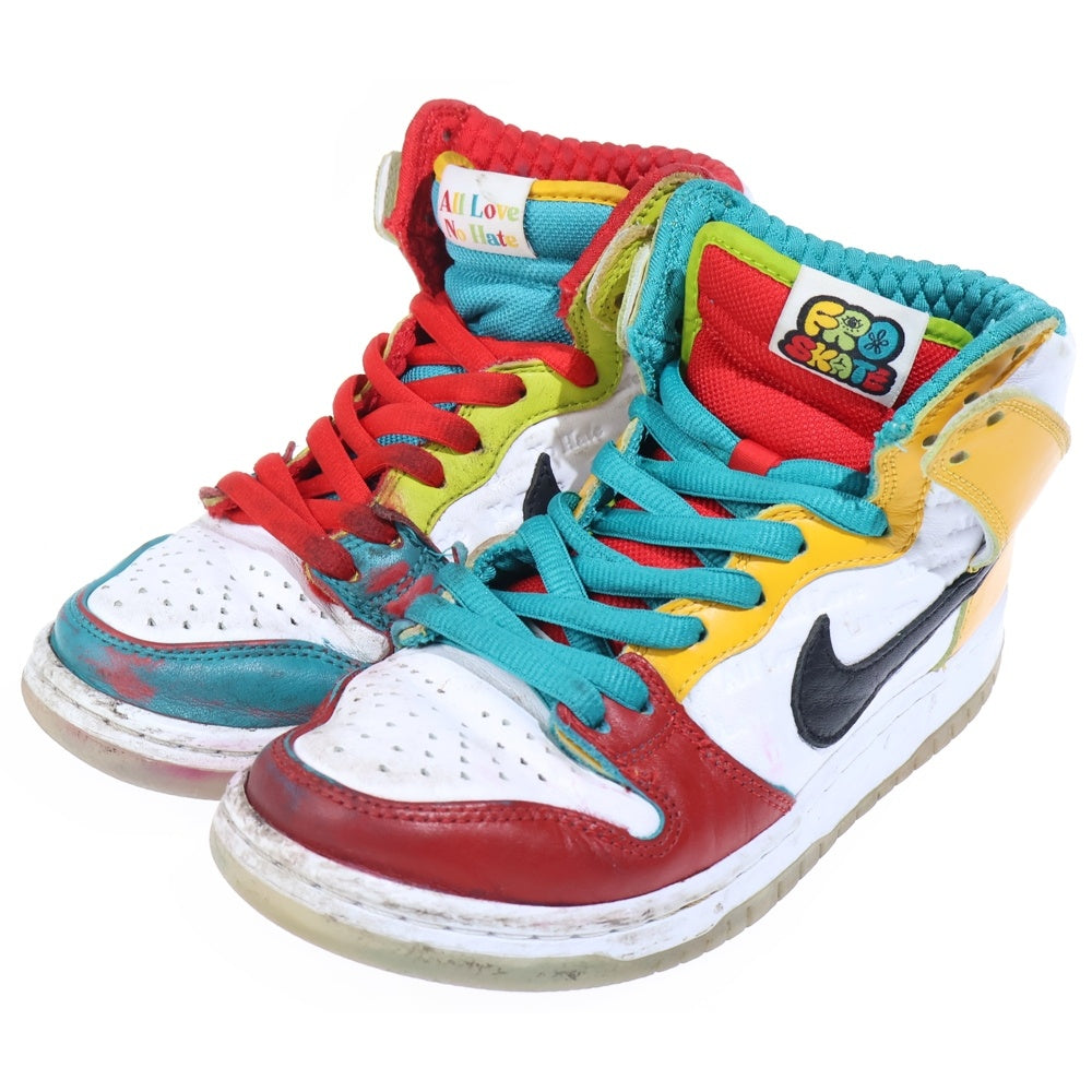 NIKE SB(ナイキエスビー) ×FROSKATE SB DUNK HIGH PRO QS All Love DH7778-100 フロスケート エスビー ダンクハイプロ オールラブ ハイカットスニーカー ホワイト/マルチ US6/24cm レディース