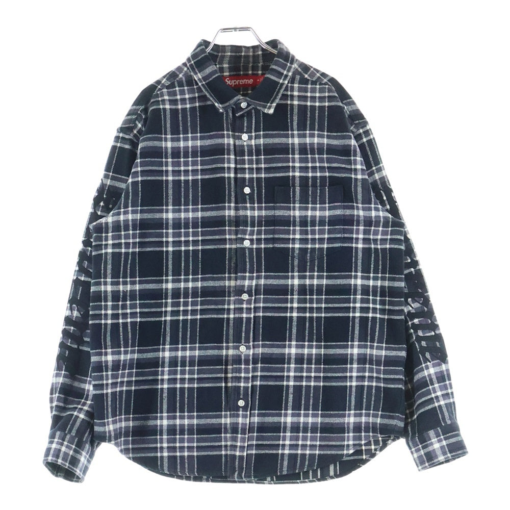 SUPREME(シュプリーム) 25SS Old English Plaid Flannel Shirts オールドイングリッシュ 刺繍 フランネル 長袖シャツ ブラック