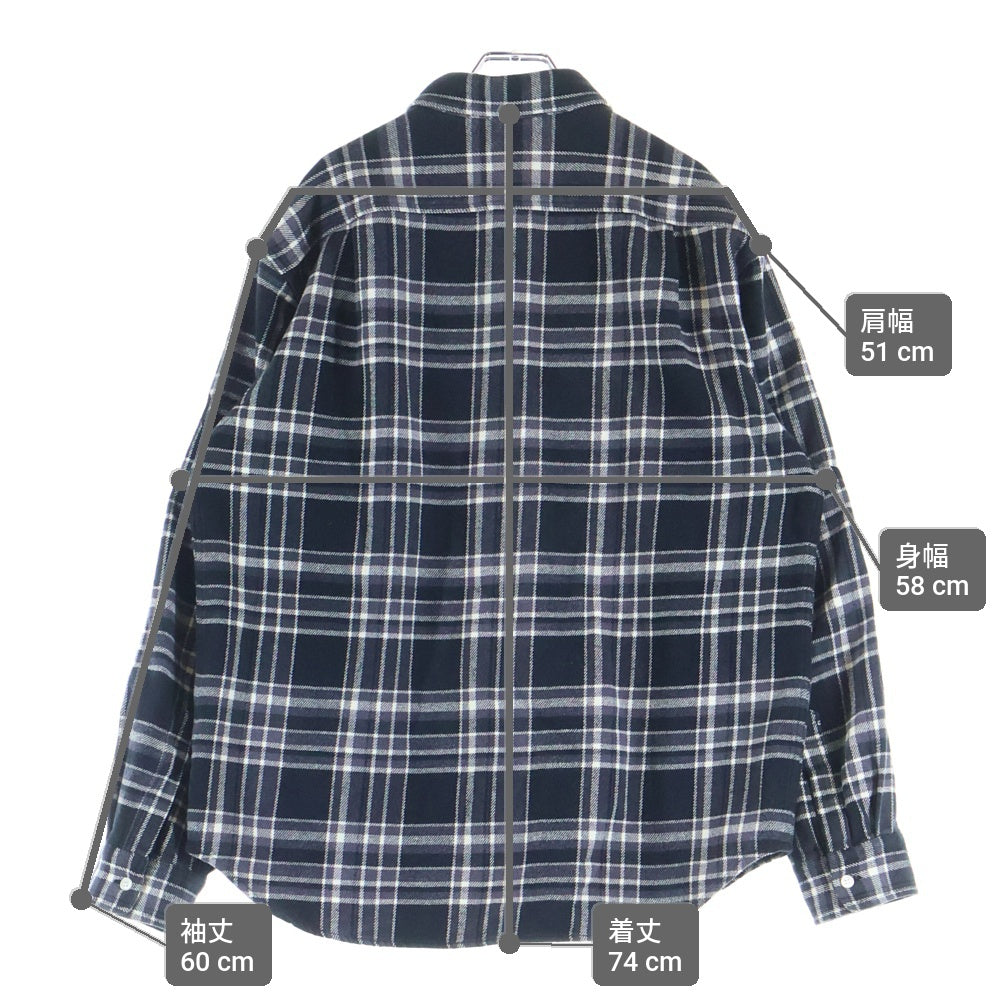 SUPREME(シュプリーム) 25SS Old English Plaid Flannel Shirts オールドイングリッシュ 刺繍 フランネル 長袖シャツ ブラック