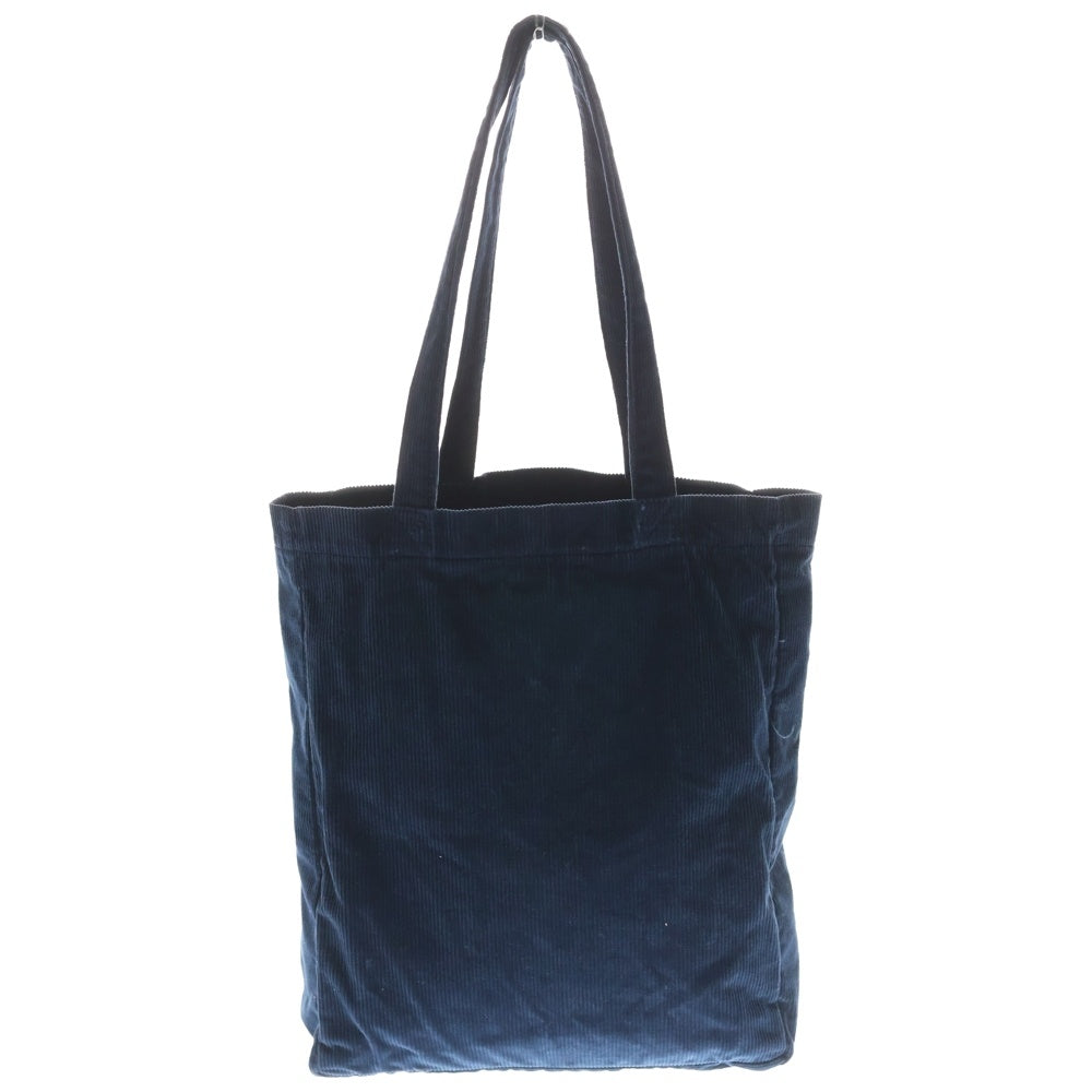 A.P.C(アーペーセー) ロゴプリント コーデュロイ トートバッグ ネイビー