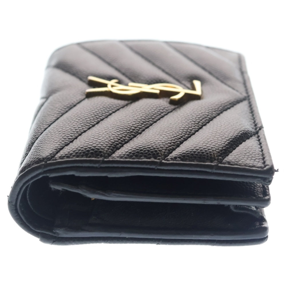 SAINT LAURENT PARIS(サンローランパリ) 二つ折り カサンドラ キルティング レザー 財布 ブラック レディース