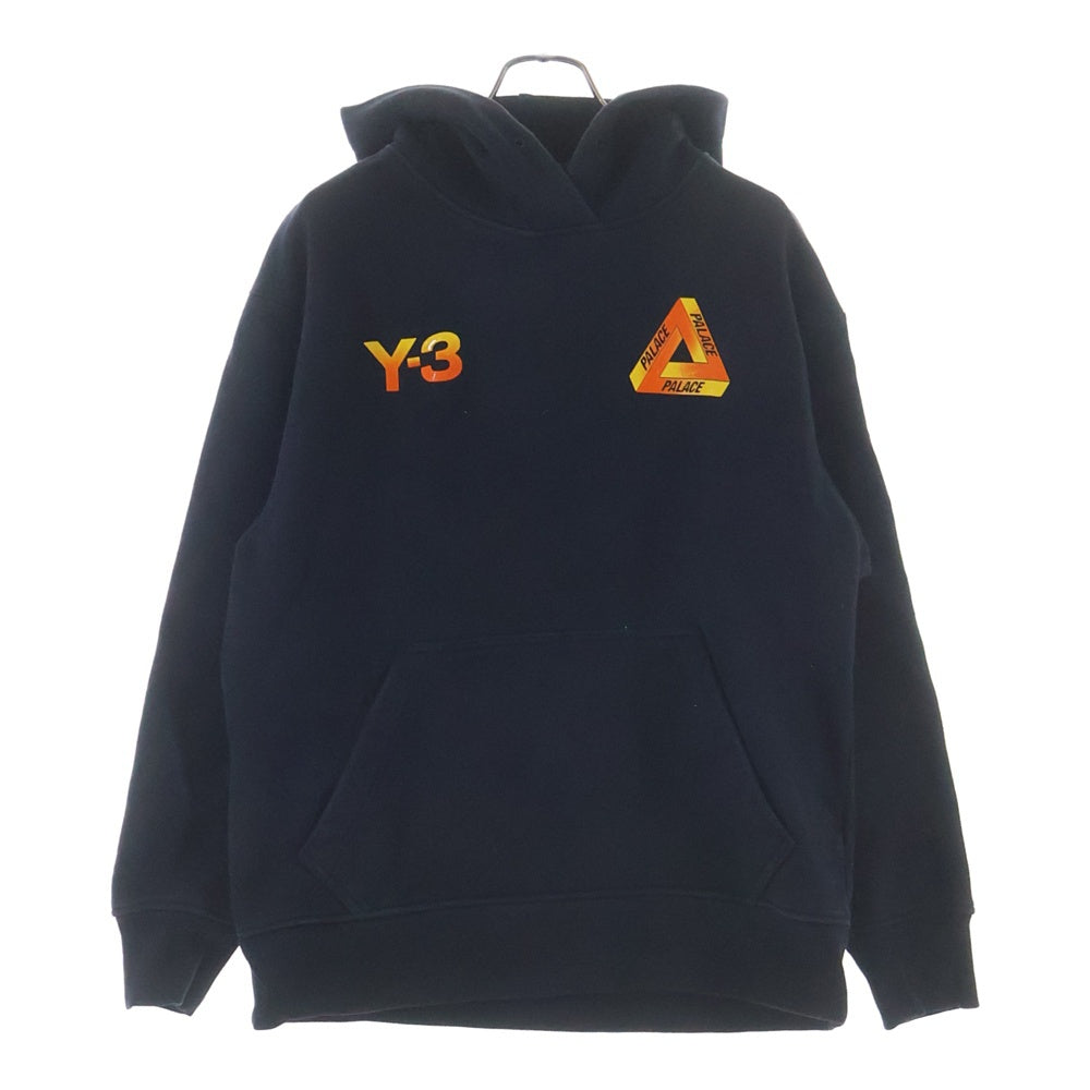 Y-3(ワイスリー) ×PALACE 22AW Logo Hoodie フロントロゴ バックロゴ プルオーバーパーカー コットン ブラック