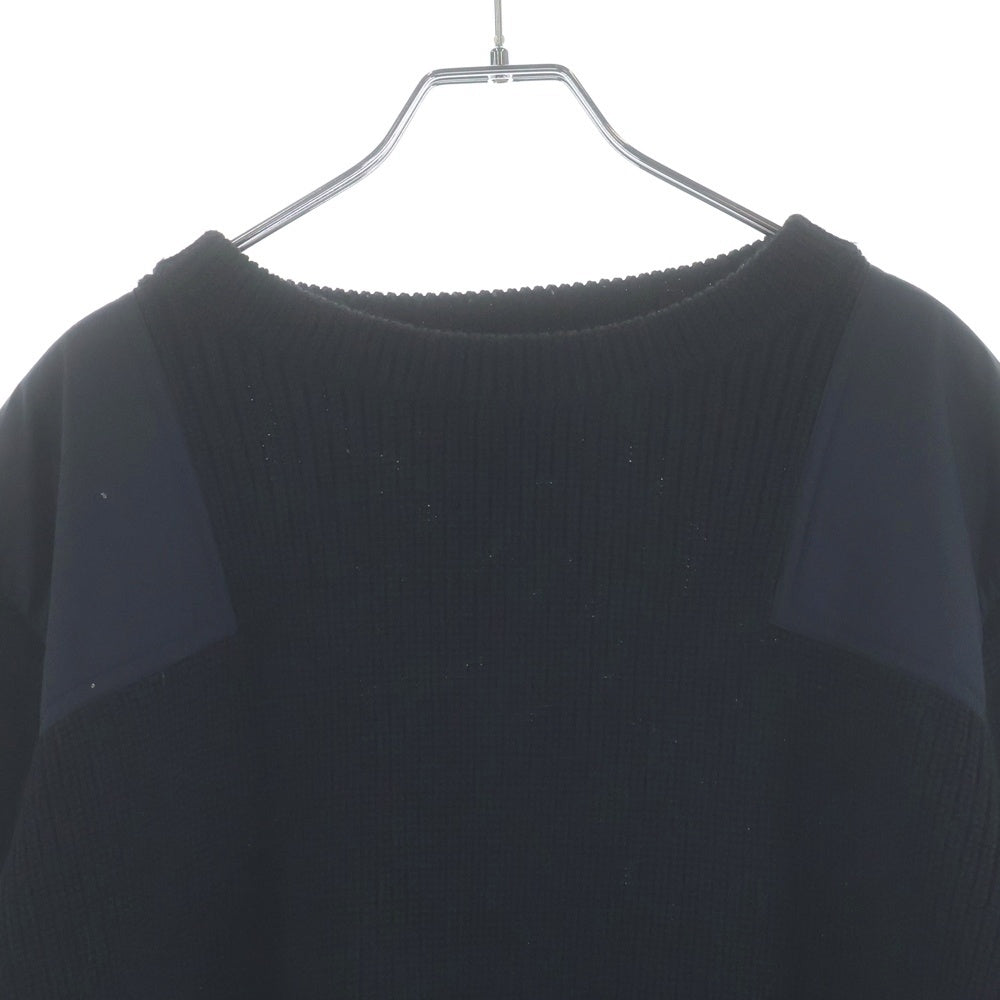 NEIGHBORHOOD(ネイバーフッド) 17AW COMMANDER W-CREW ナイロン切替 クルーネック 長袖セーター ブラック 172FUNH-KNM02