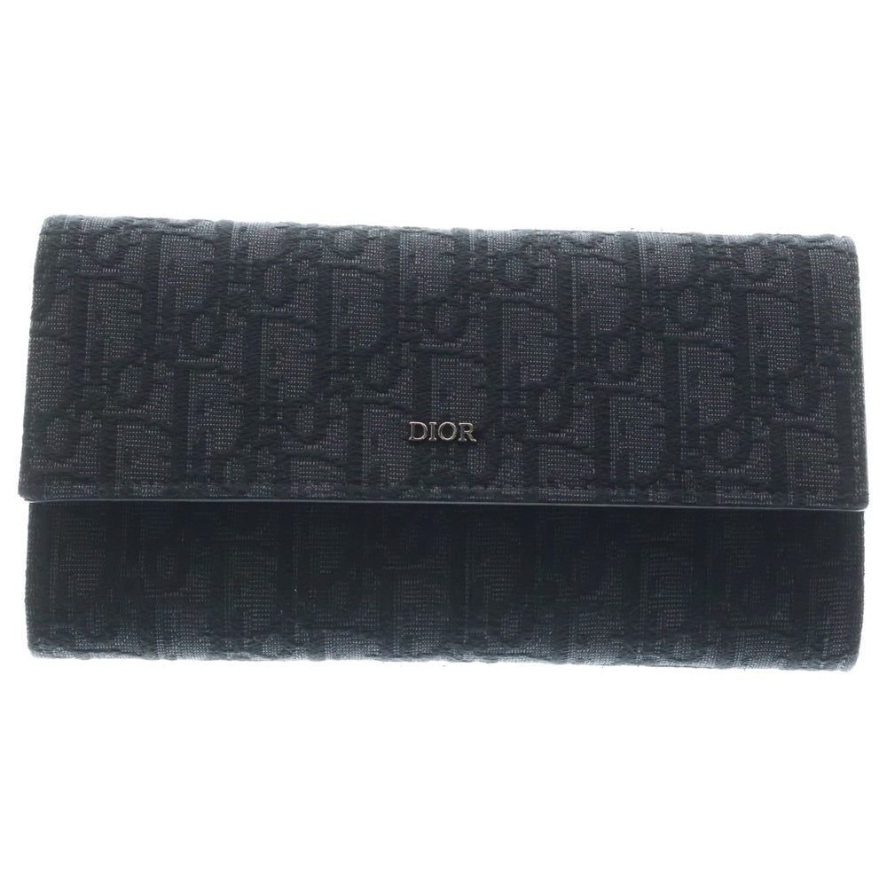 Christian Dior(クリスチャンディオール) Long Flap Wallet ロング フラップ ウォレット 長財布 総柄 ブラック レディース