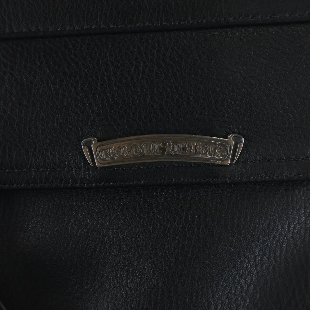 CHROME HEARTS(クロムハーツ) DEVIL DOG LTHR クロスボタン レザーロングパンツ ブラック