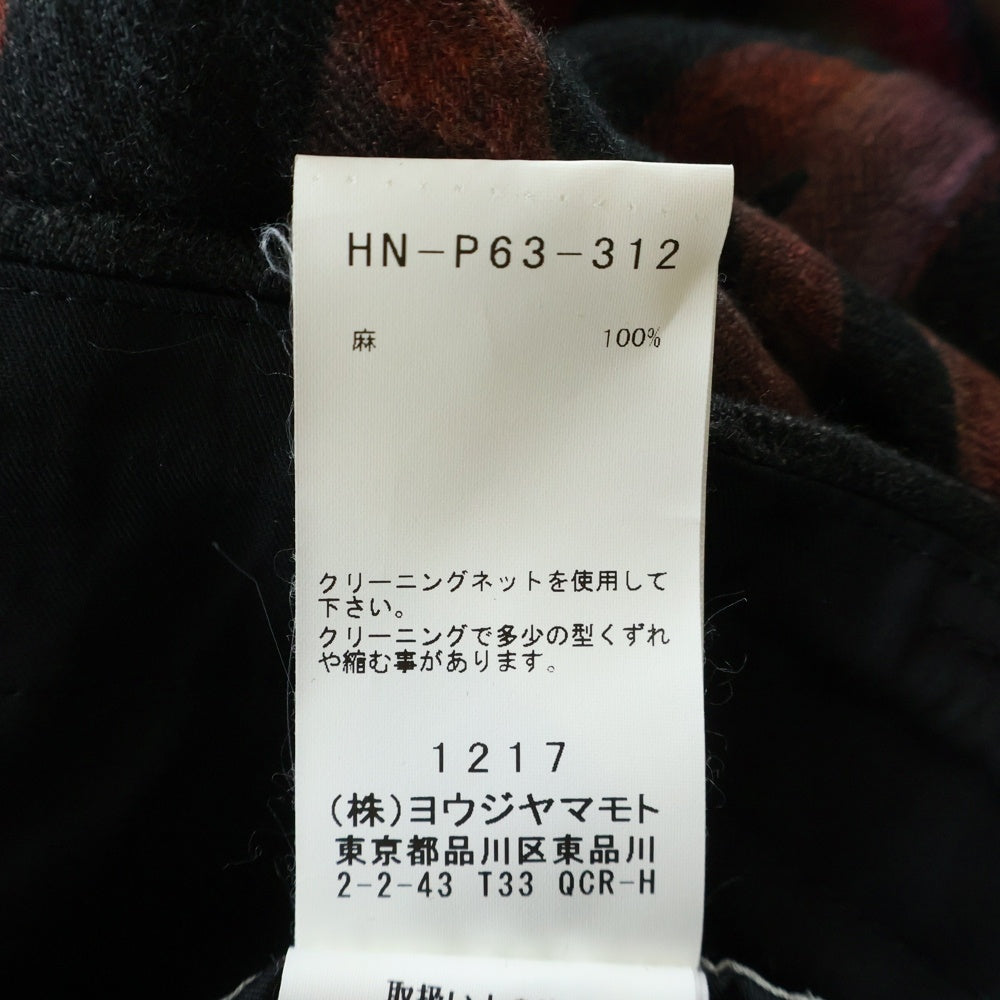 Yohji Yamamoto POUR HOMME(ヨウジヤマモト プールオム) 20SS 朝倉優佳ペイントデザイン ビッグサイズバルーンパンツ リネン ブラック HN-P63-312