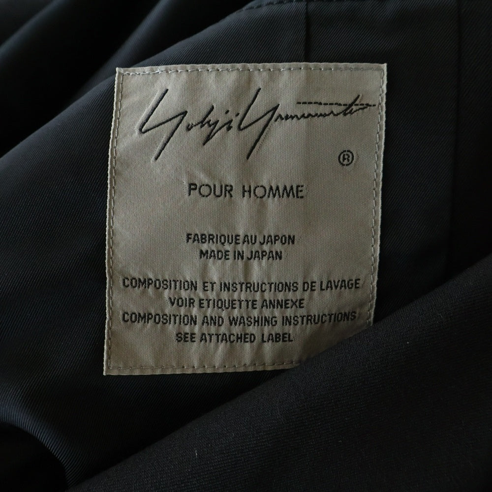 Yohji Yamamoto POUR HOMME(ヨウジヤマモト プールオム) 20AW ワッペン付きアンバランスJKT テーラードジャケット ブラック HR-J57-100