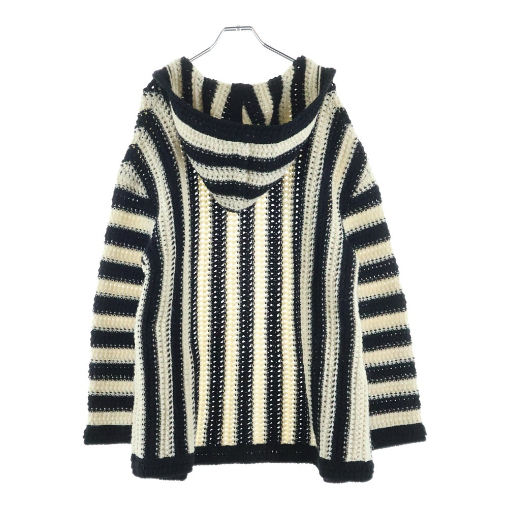 SAINT LAURENT PARIS(サンローランパリ) 19SS 607652 YAJS2 ストライプフーデッドニットカーディガン ブラック/ホワイト