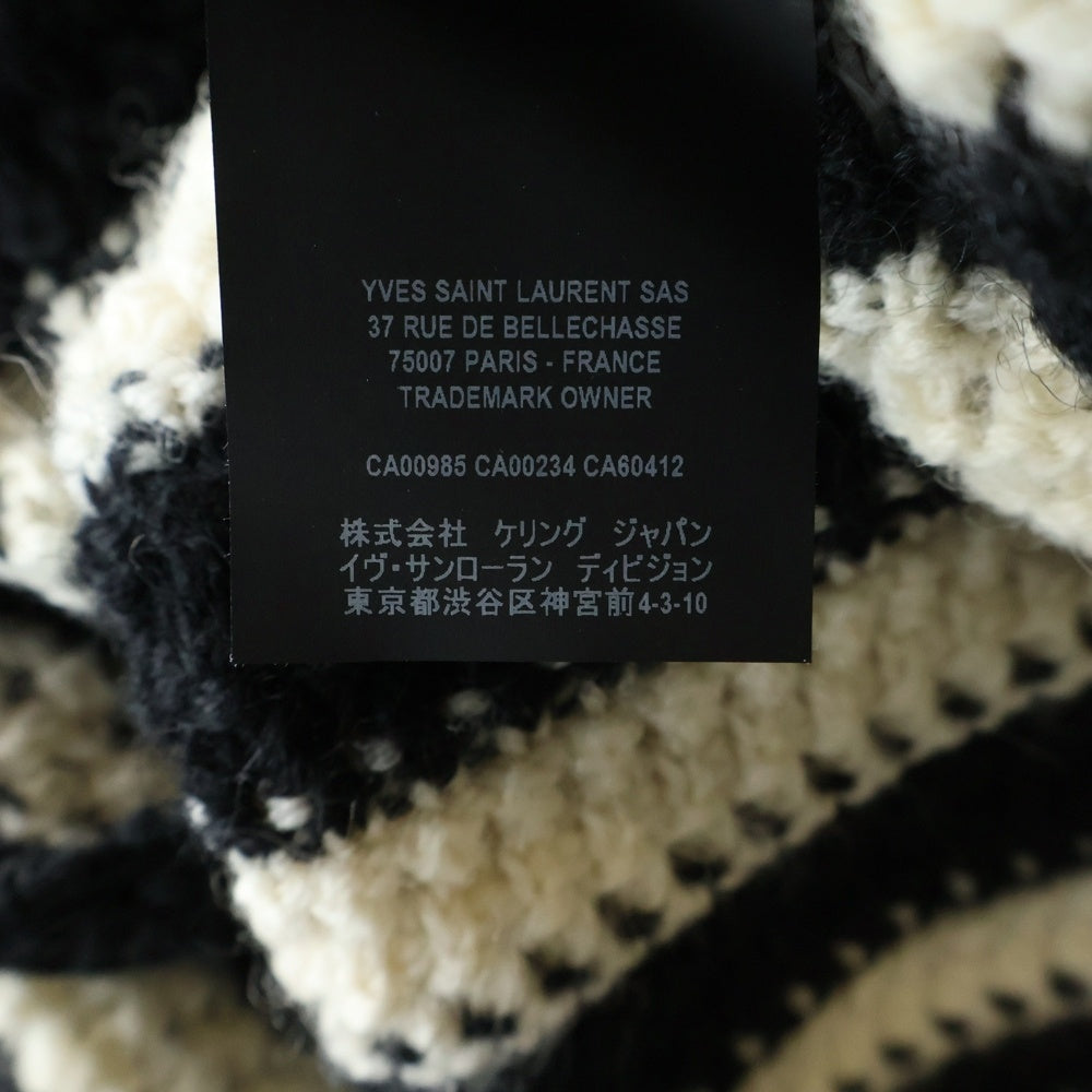 SAINT LAURENT PARIS(サンローランパリ) 19SS 607652 YAJS2 ストライプフーデッドニットカーディガン ブラック/ホワイト