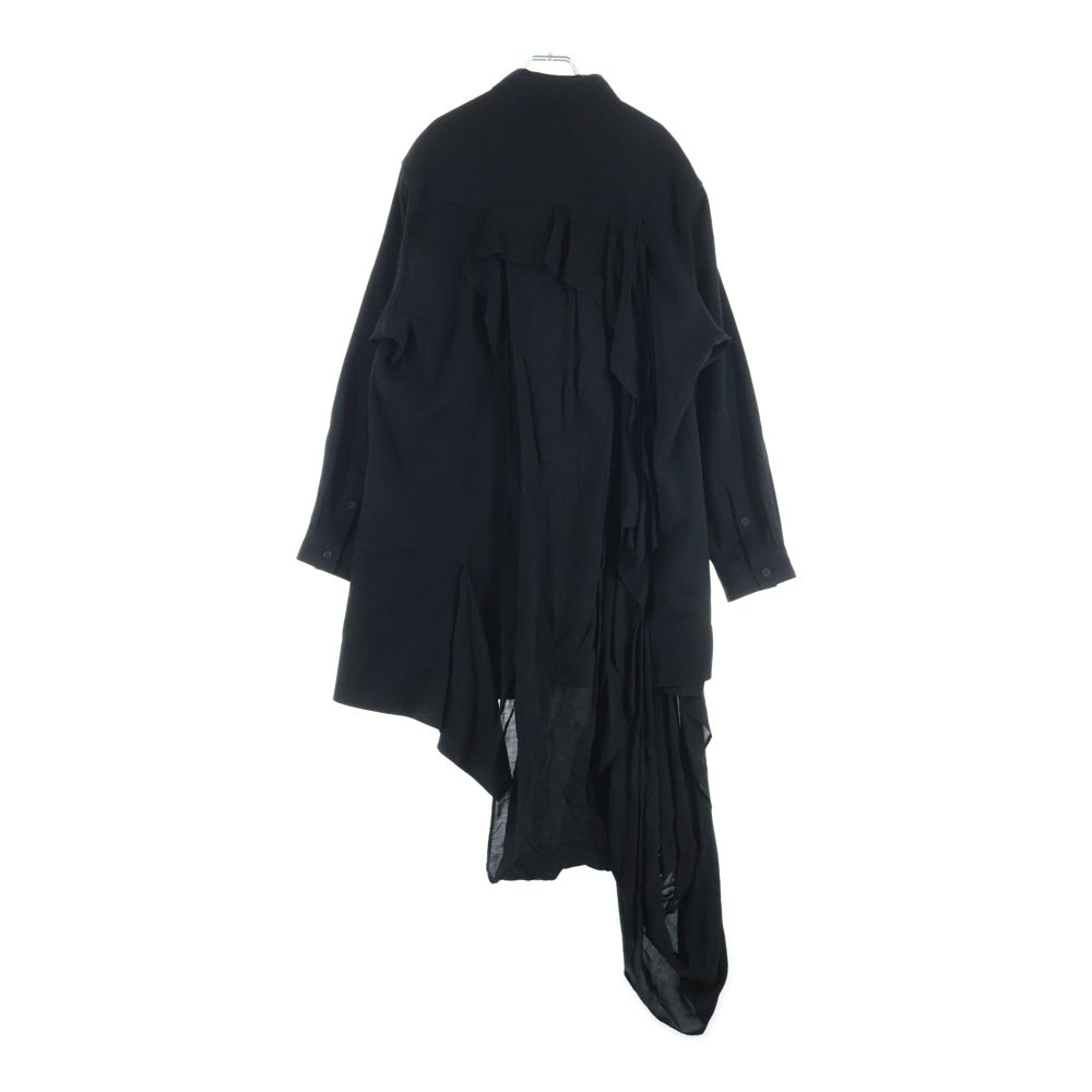 Yohji Yamamoto POUR HOMME(ヨウジヤマモト プールオム) 20AW ドレープシャツギャバ 長袖シャツ ブラック HR-B47-880