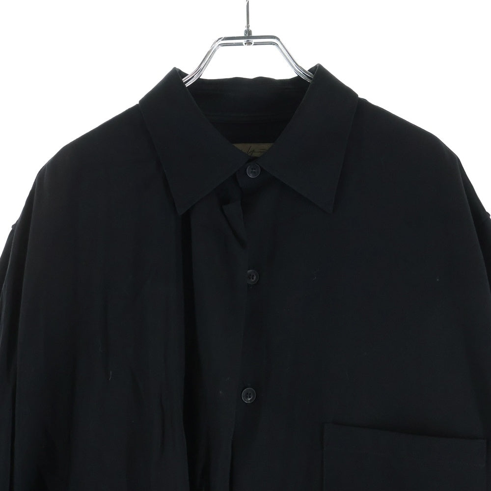 Yohji Yamamoto POUR HOMME(ヨウジヤマモト プールオム) 20AW ドレープシャツギャバ 長袖シャツ ブラック HR-B47-880
