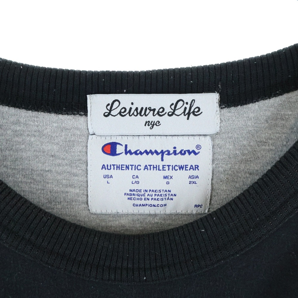 CHAMPION(チャンピオン) ×LEISURE LIFE NYC スウェットトレーナー ブラック