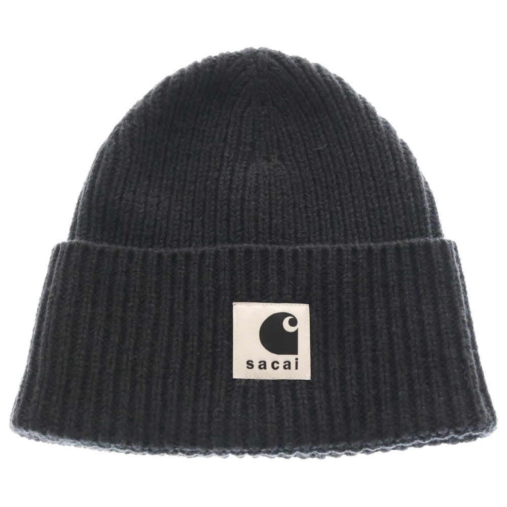 Sacai(サカイ) ×Carhartt WIP Wool Knit Beanie ウールニット ビーニー 帽子 25-00997S ブラック