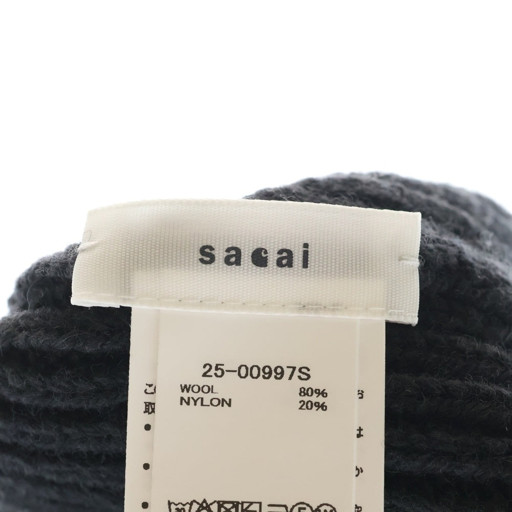 Sacai(サカイ) ×Carhartt WIP Wool Knit Beanie ウールニット ビーニー 帽子 25-00997S ブラック