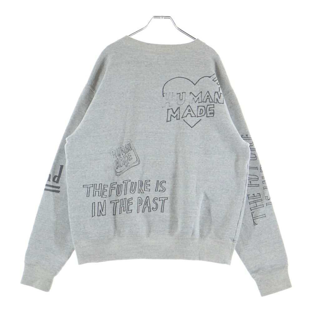 HUMAN MADE(ヒューマンメイド) GRAFFITI SWEATSHIRT 総柄スウェットトレーナー HM28CS022 グレー