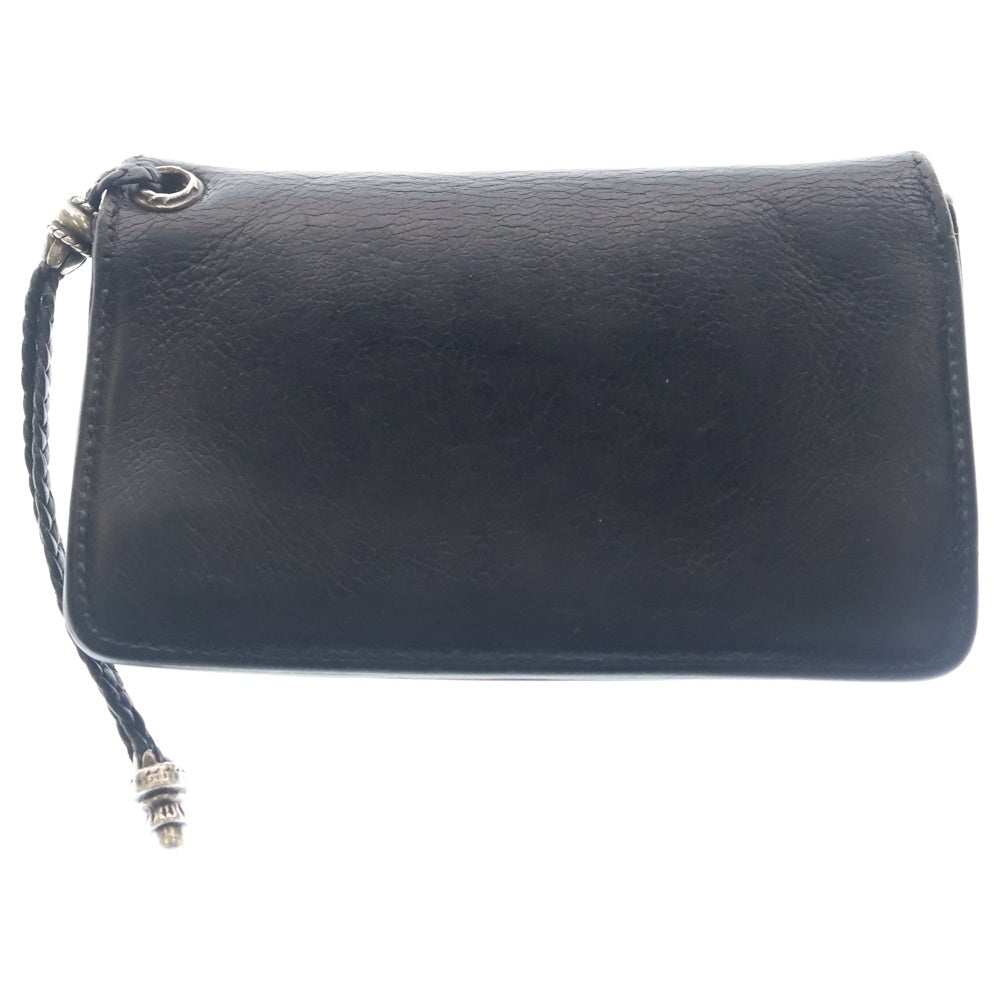 CHROME HEARTS(クロムハーツ) 1ZIP STRAP 1ジップ ストラップ クロスボールボタン レザーウォレット 財布 ブラック