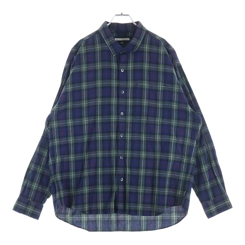 NEIGHBORHOOD(ネイバーフッド) 24SS TARTAN CHECK SHIRT LS チェック柄 コットン 長袖シャツ パープル 241BENH-SHM01