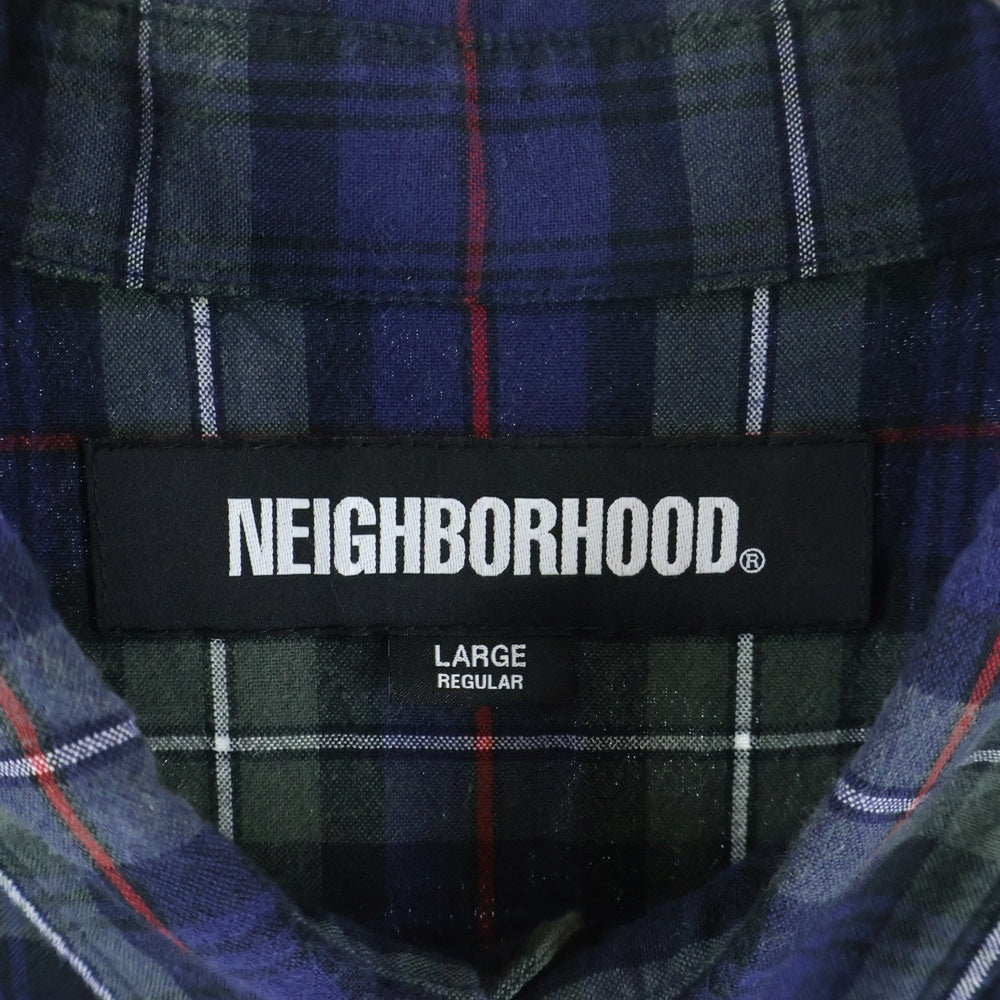 NEIGHBORHOOD(ネイバーフッド) 24SS TARTAN CHECK SHIRT LS チェック柄 コットン 長袖シャツ パープル 241BENH-SHM01