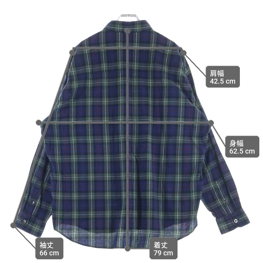 NEIGHBORHOOD(ネイバーフッド) 24SS TARTAN CHECK SHIRT LS チェック柄 コットン 長袖シャツ パープル 241BENH-SHM01