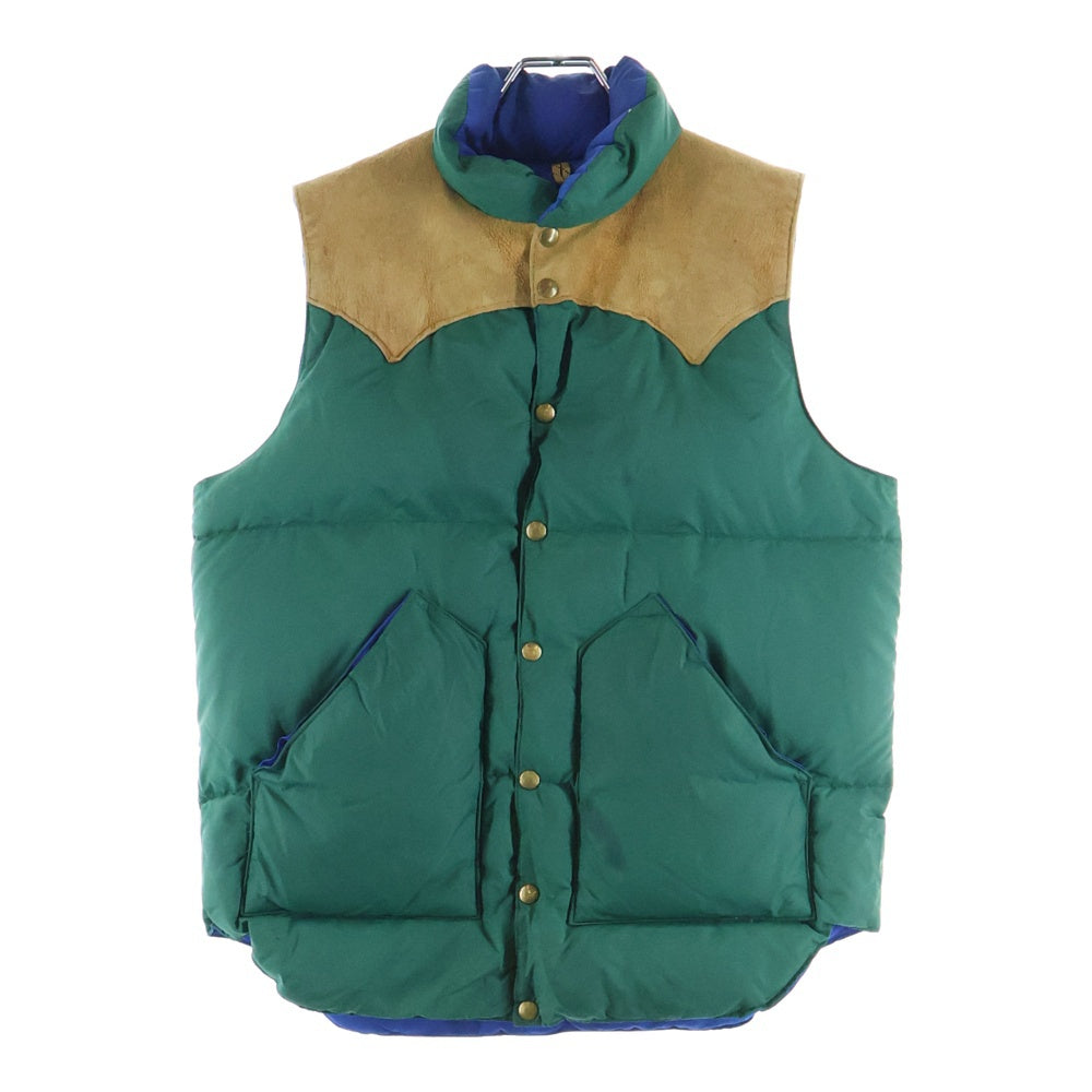 ROCKY MOUNTAIN(ロッキーマウンテン) 70s VINTAGE ヴィンテージ ナイロン レザー 切替 ダウンベスト グリーン/ブルー