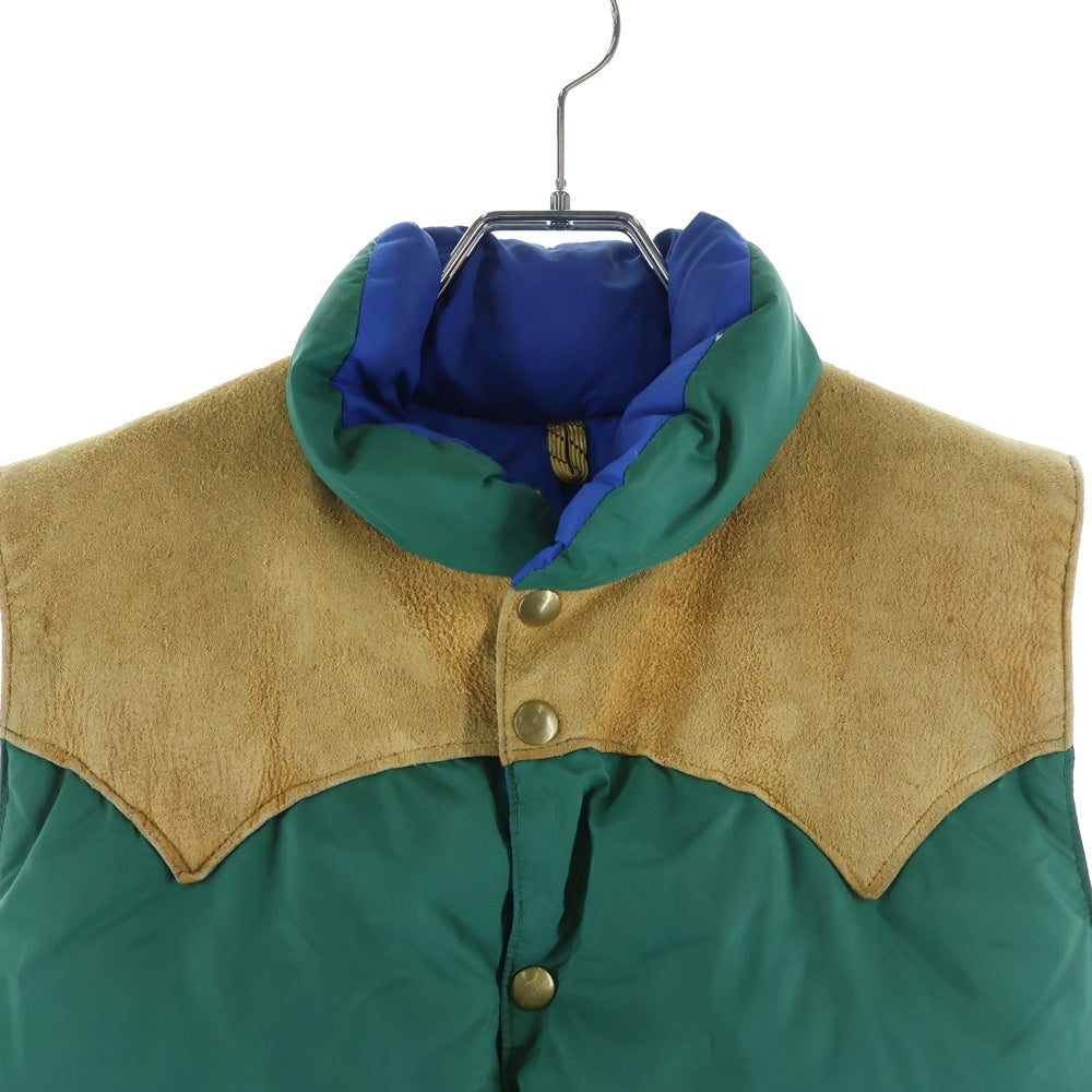 ROCKY MOUNTAIN(ロッキーマウンテン) 70s VINTAGE ヴィンテージ ナイロン レザー 切替 ダウンベスト グリーン/ブルー