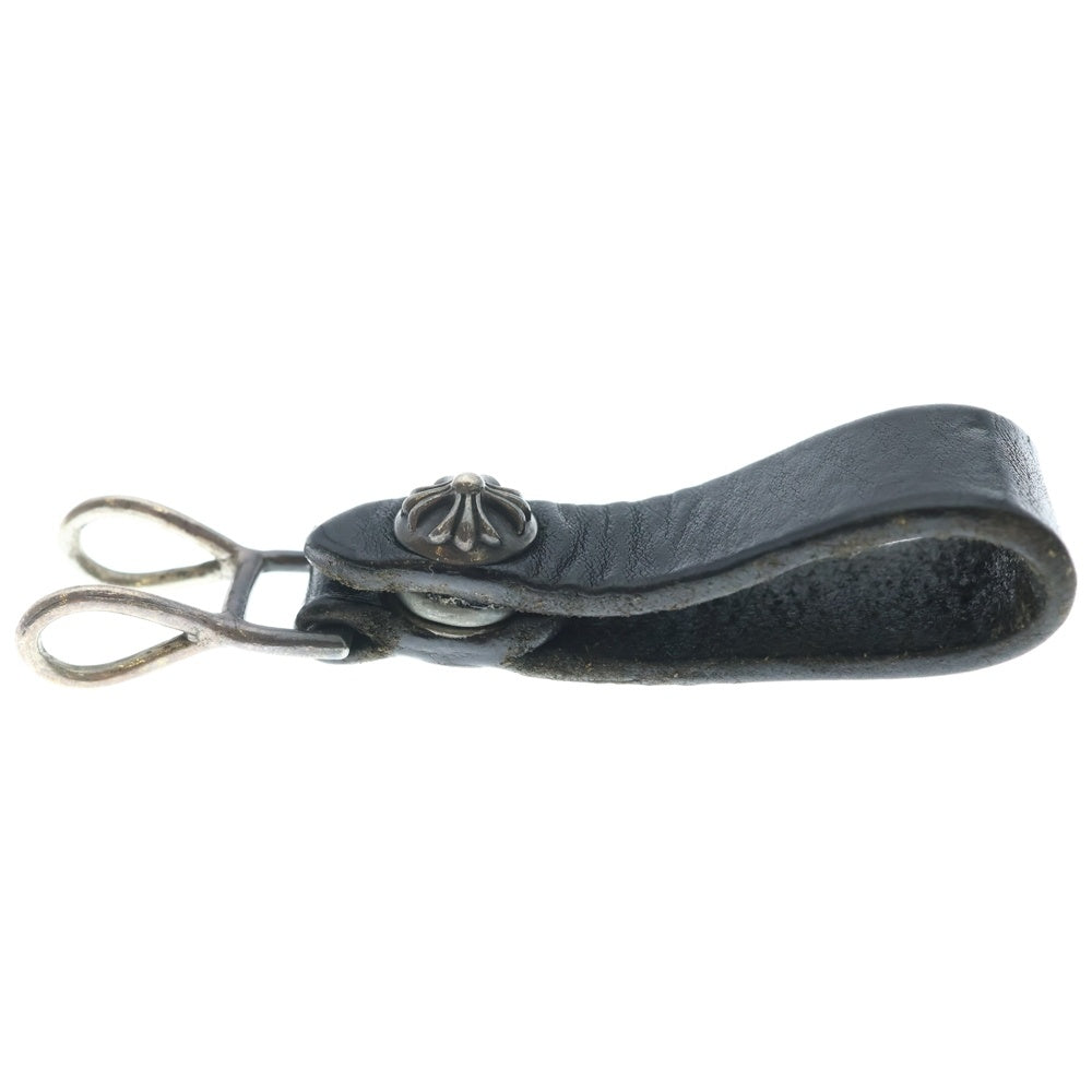 CHROME HEARTS(クロムハーツ) BELT LOOP クロスボールボタンレザーベルトループ シルバー/ブラック BCA397