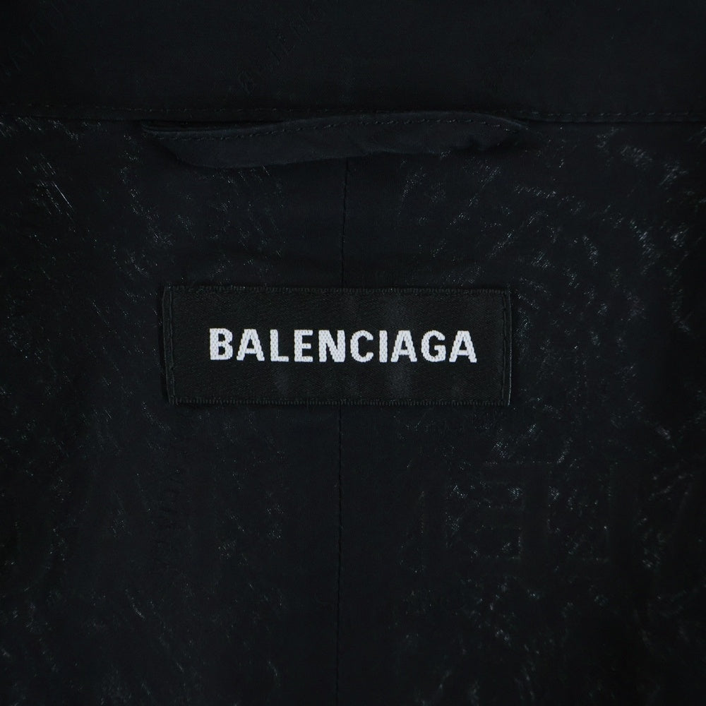 BALENCIAGA(バレンシアガ) 19SS TRACKSUIT POPLIN SHIRT JACKET ロゴ刺繍 バイカラー ナイロン トラックジャケット ブラック/ホワイト 571434 TEM21