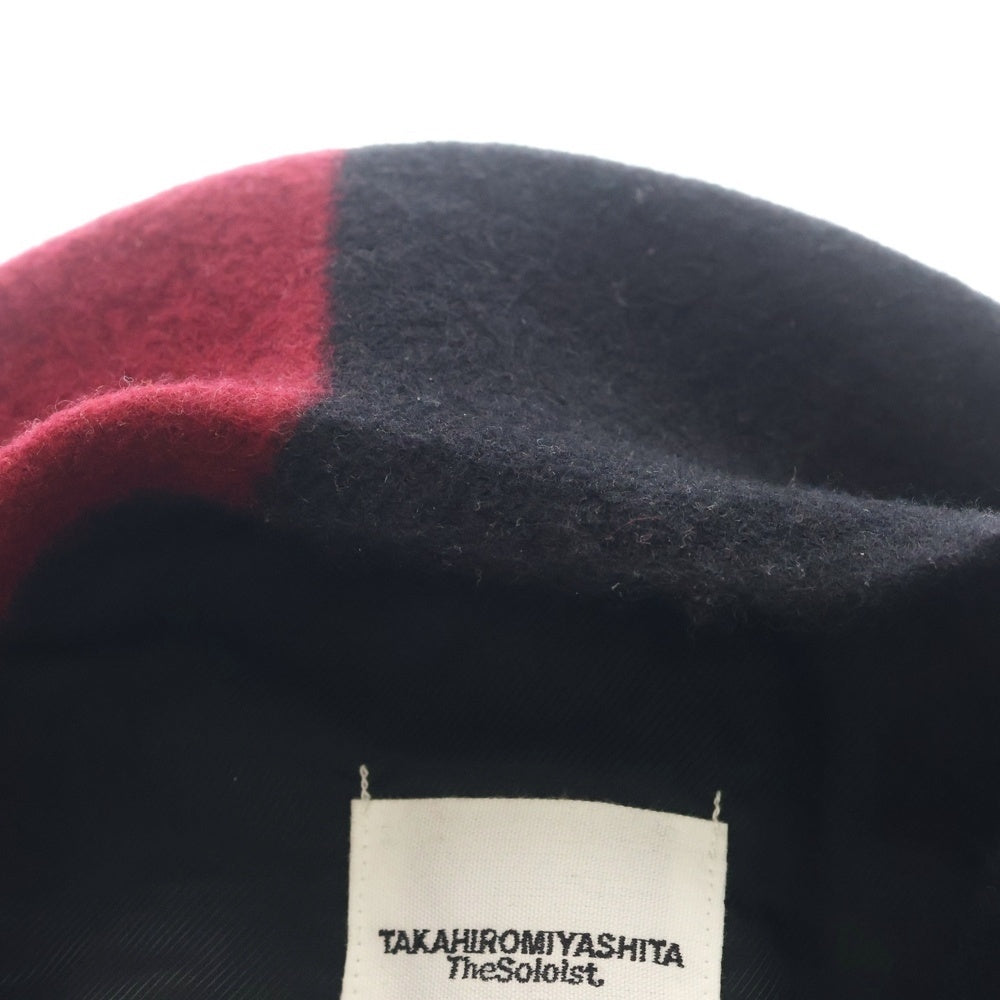 TAKAHIROMIYASHITA The SoloIst.(タカヒロミヤシタザソロイスト) 25SS xKIJIMATAKAYUKI Two tone Beret ツートーン ベレー帽 ブラック/レッド sa.0020SS25