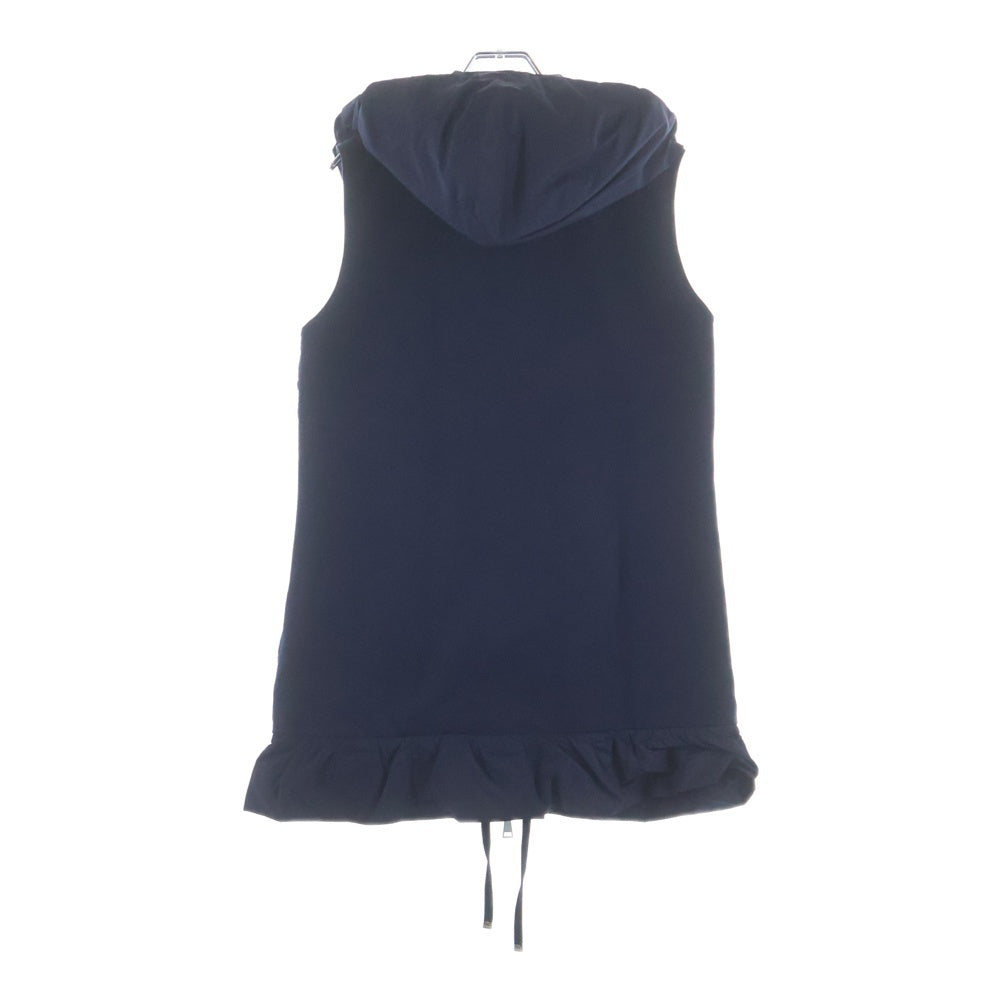 MONCLER(モンクレール) 18SS GILET 裾フリル 異素材切替 フーデッド ダウンベスト ネイビー レディース D10938452200
