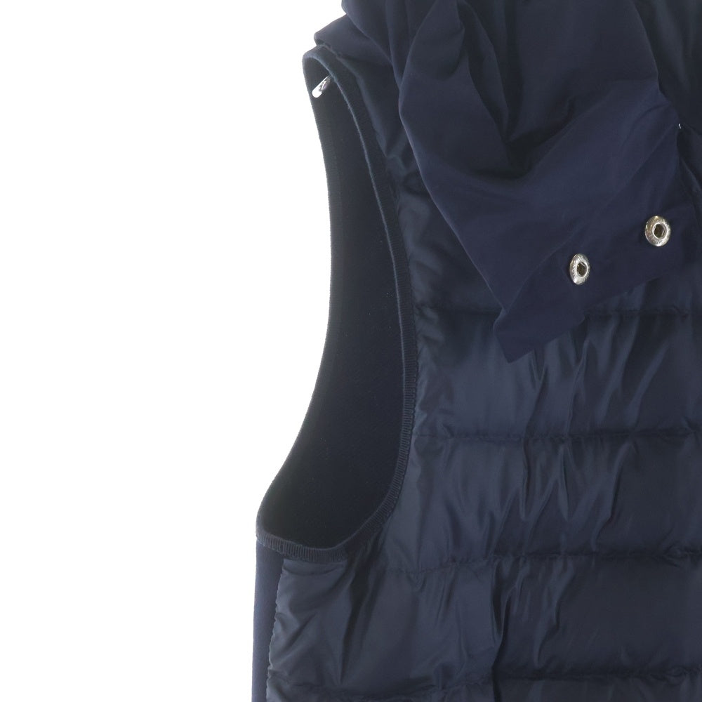 MONCLER(モンクレール) 18SS GILET 裾フリル 異素材切替 フーデッド ダウンベスト ネイビー レディース D10938452200