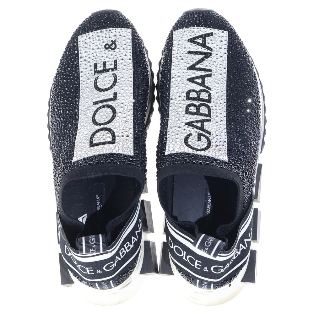 DOLCE & GABBANA(ドルチェアンドガッバーナ) ラインストーンロゴ ローカットスニーカー ブラック CS1724 AZ325