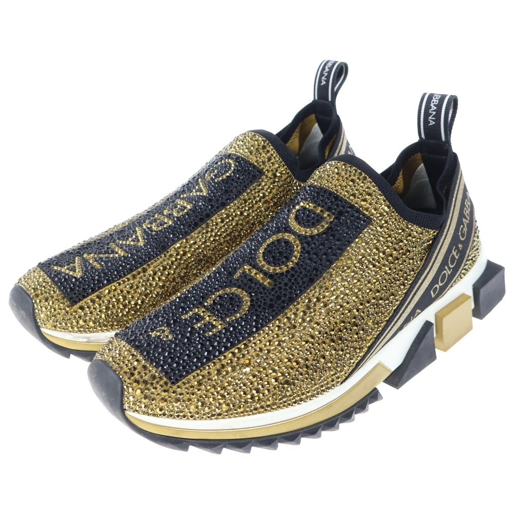 DOLCE & GABBANA(ドルチェアンドガッバーナ) ラインストーンロゴ ローカットスニーカー ゴールド CK1644 AZ293