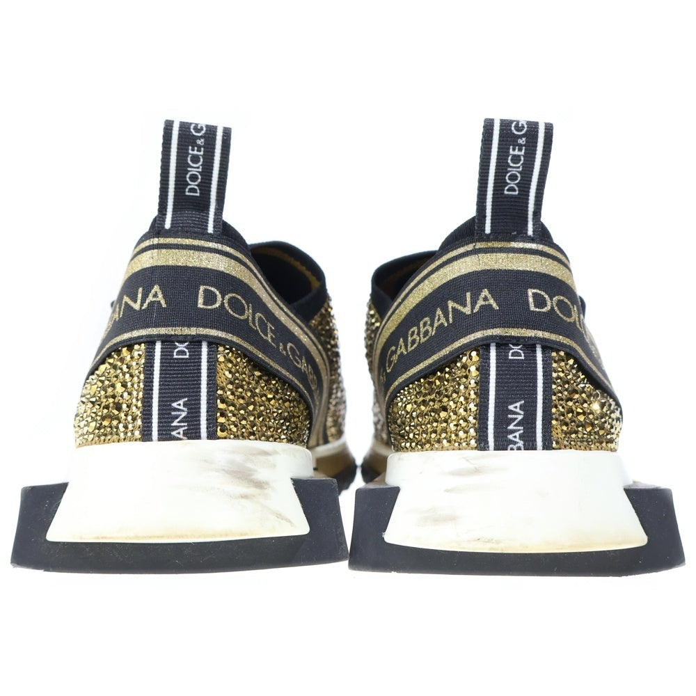 DOLCE & GABBANA(ドルチェアンドガッバーナ) ラインストーンロゴ ローカットスニーカー ゴールド CK1644 AZ293