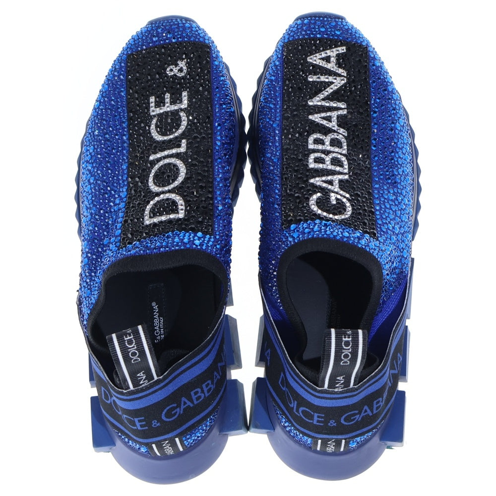 DOLCE & GABBANA(ドルチェアンドガッバーナ) ラインストーンロゴ ローカットスニーカー ブルー CS1724 AZ284