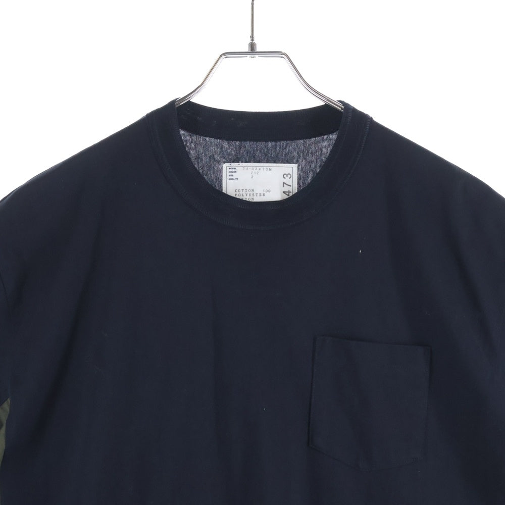 Sacai(サカイ) リップストップパネル 半袖Tシャツ カットソー ネイビー/カーキ 24-03473M