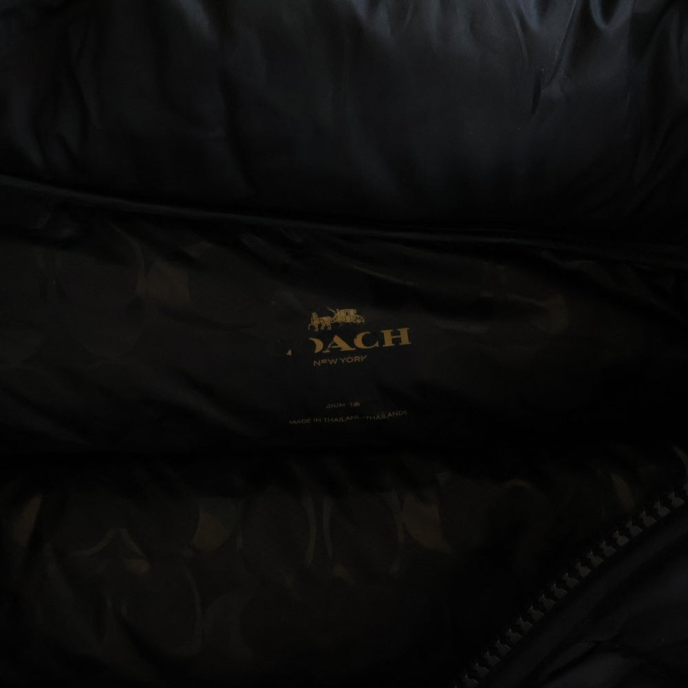 COACH(コーチ) 裏地切替 ジップアップ フーディー ダウンジャケット ブラック
