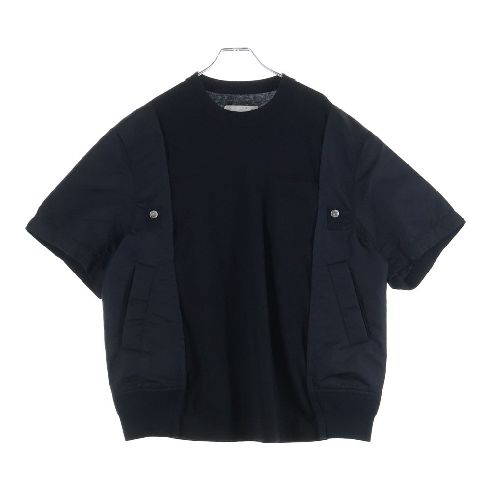 Sacai(サカイ) ナイロン切替 半袖Tシャツ カットソー ブラック 24-03457M