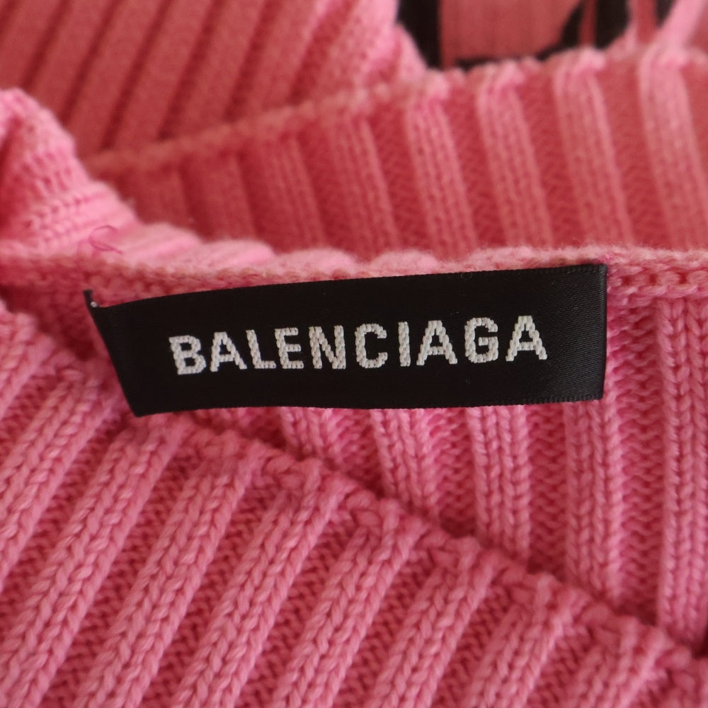 BALENCIAGA(バレンシアガ) フロントロゴ オーバーサイズ ハイネック長袖セーター ピンク 583089