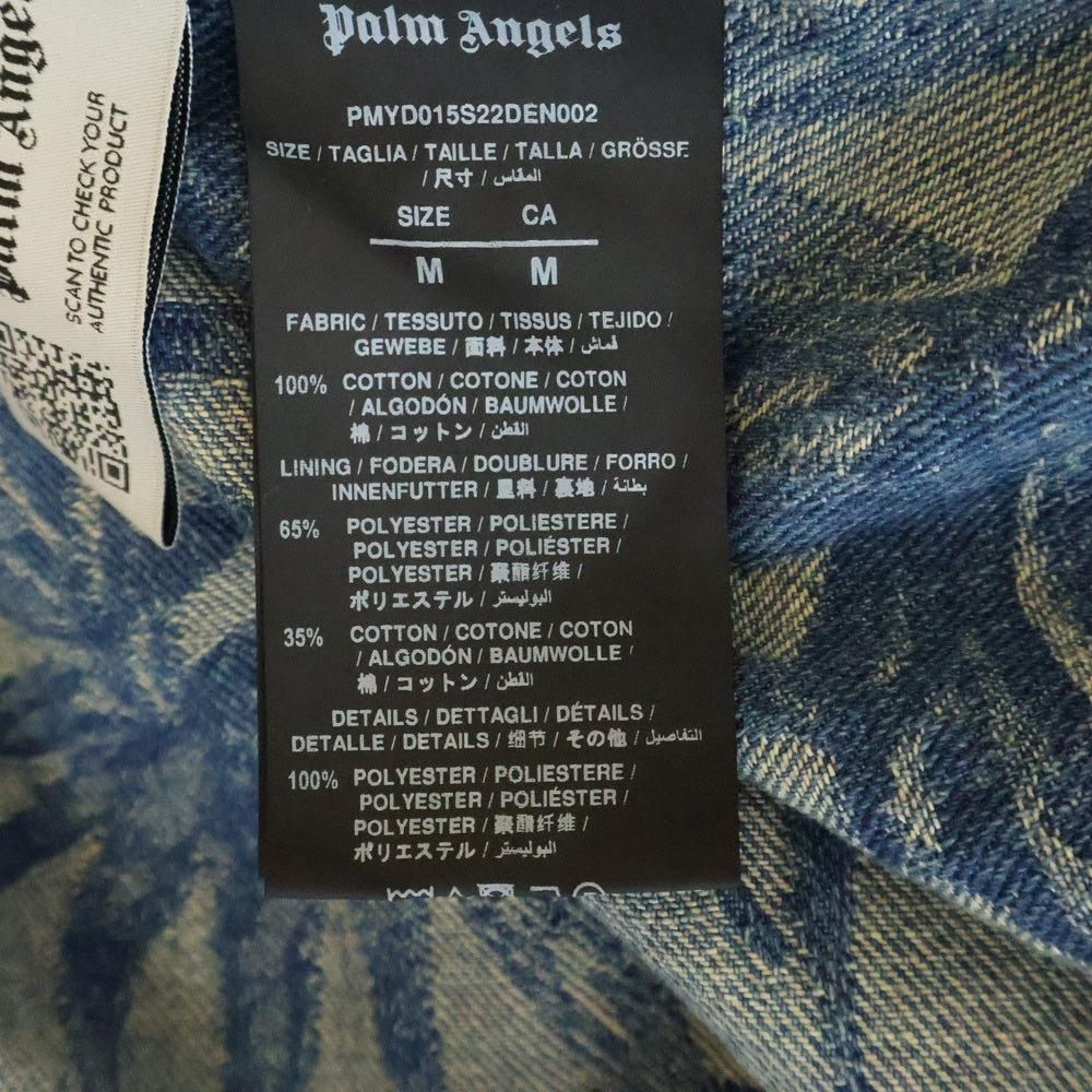 Palm Angels(パームエンジェルス) 22SS JUNGLE LEAF PRINT DENIM SHIRT リーフ柄 フロントポケット デニムシャツ インディゴ PMYD015S22DEN002