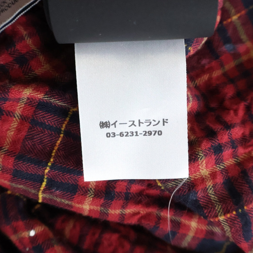 Palm Angels(パームエンジェルス) 20AW FLANNEL CURVED LOGO OVERSHIRT アーチロゴ ペイント加工 フランネル 長袖シャツ レッド PMGA079F20FAB001