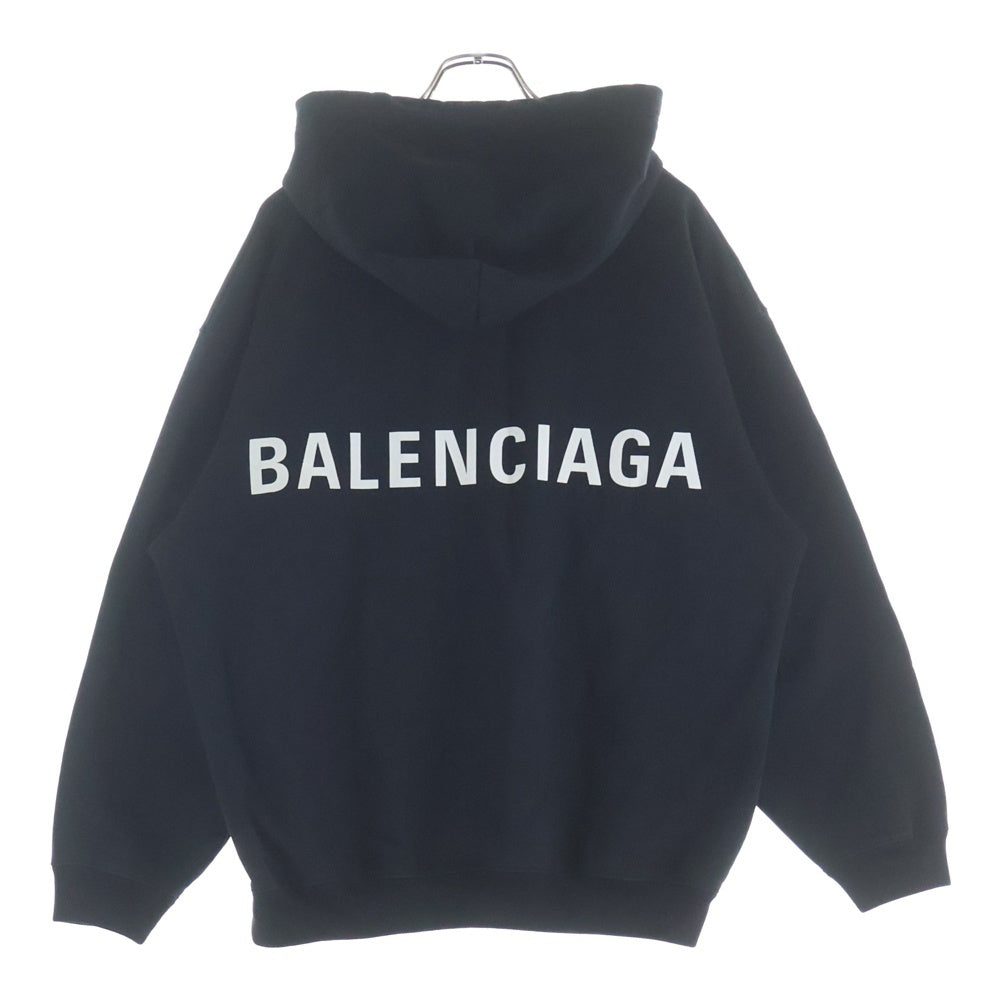 BALENCIAGA(バレンシアガ) バックロゴプリント オーバーサイズ フーディー スウェット プルオーバーパーカー ブラック 556143